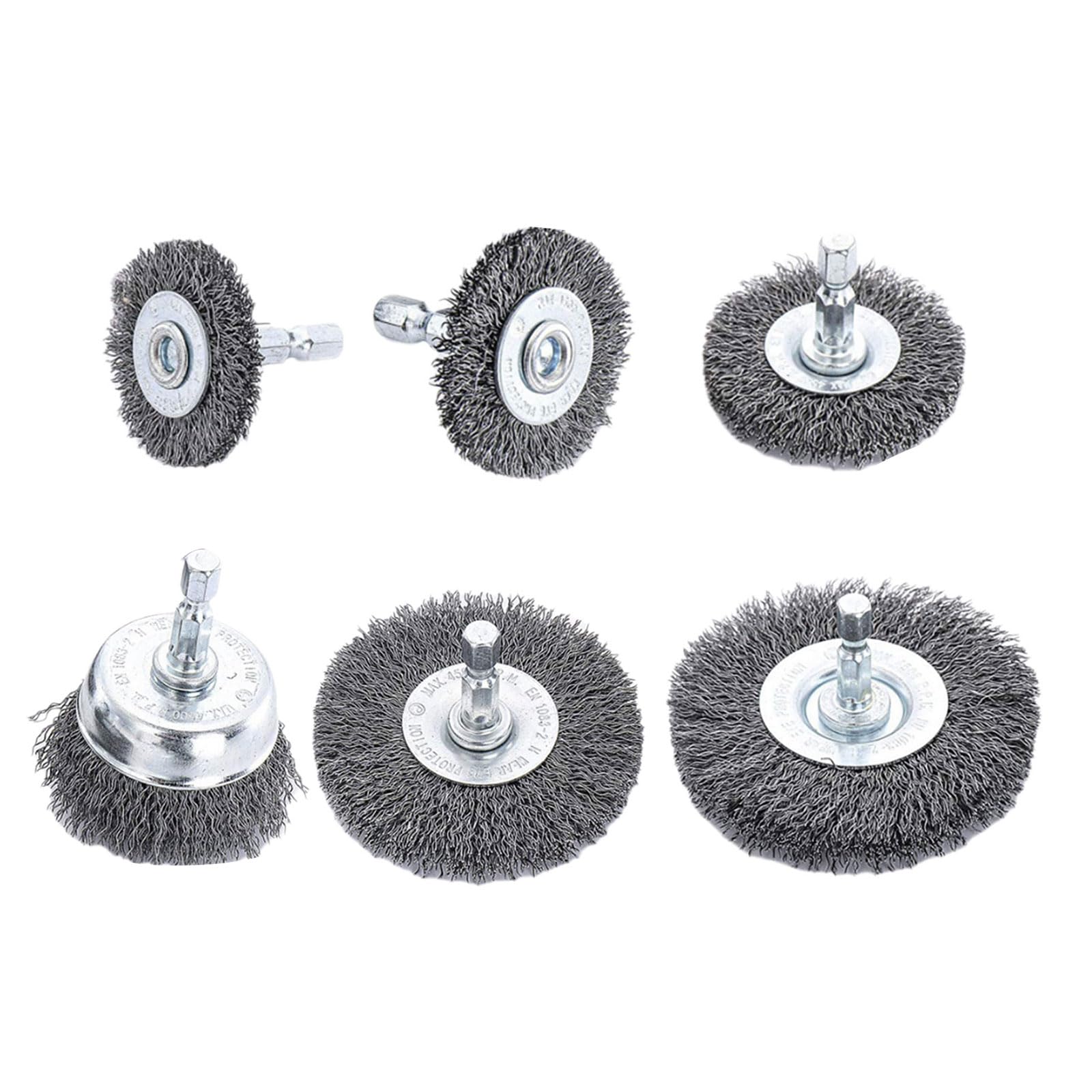 Kalttoy 6Pcs Wire Brush For Drill Set Abrasive Wire Wheel For 1 / 4Inch Hexagon Shank Cup Brush For Drill Coarse Crimped Steel Stripping Brushes