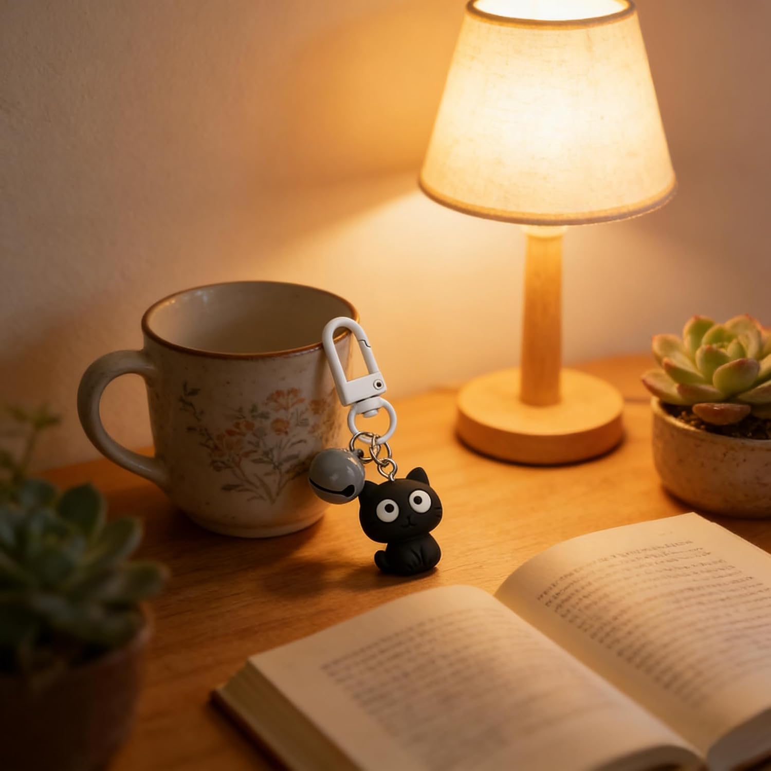 Cute Cat Keychain Charm With Bell And Secure Clip Lightweight Portable Accessory For Keys Backpacks Purses Luggage