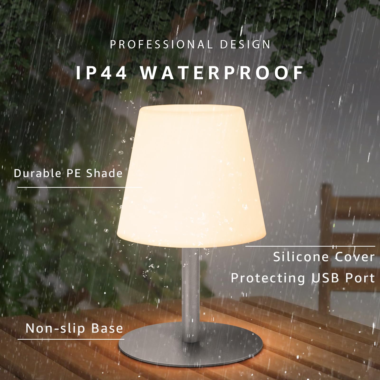 IROO Lampe De Table LED Extérieur Avec Télécommande Blanc Chaud 8 Couleurs Intensité Variable