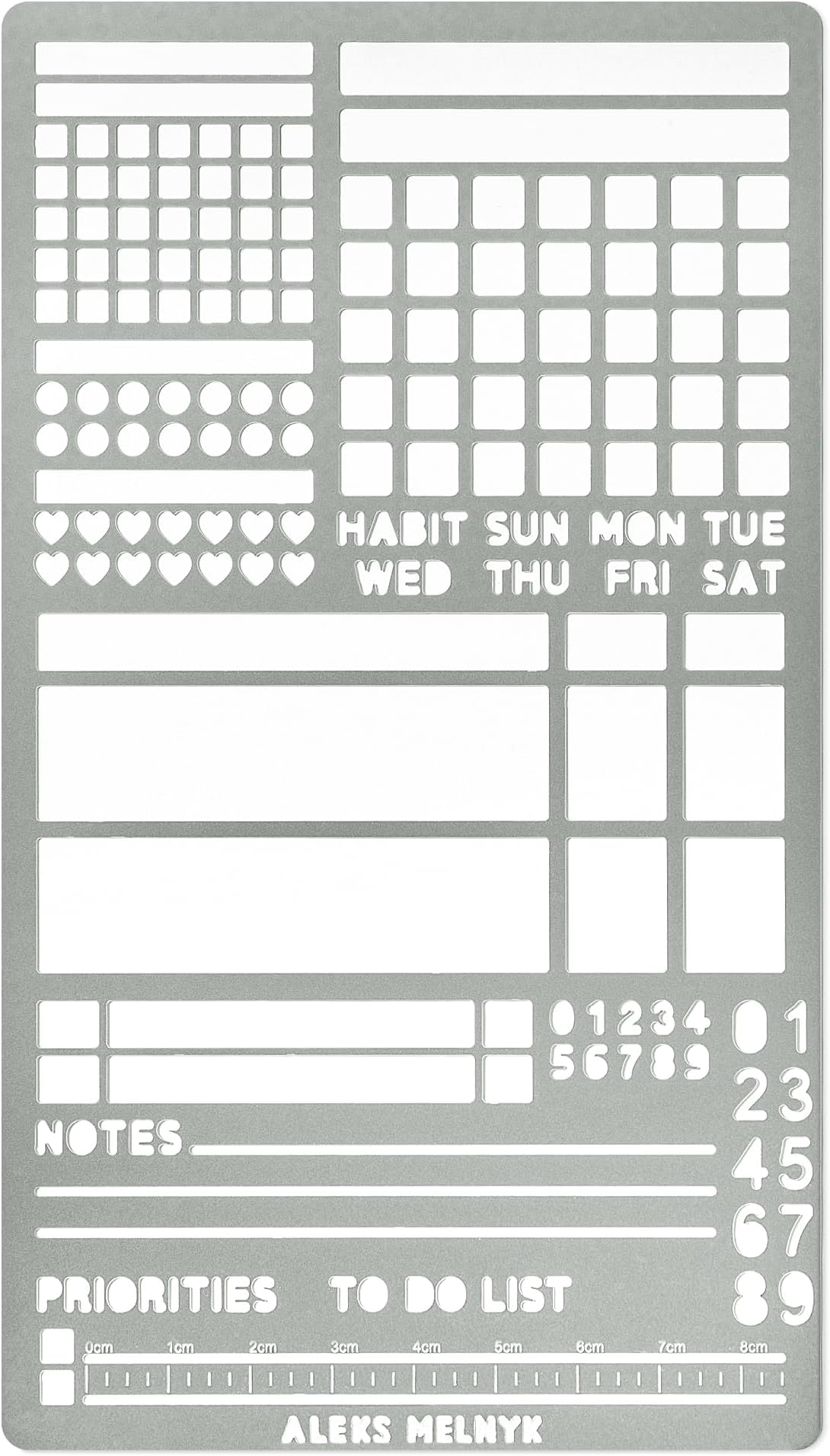 Aleks Melnyk No.423 Metal Stencil for Bullet Journaling, Bookmark, Planning, Drawing, Banners, Lines, Lists, Planner Stamps, Habit Tracker, Dot Journal Stencil for Diary, Template, Scrapbook, DIY