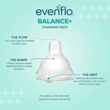 Evenflo Feeding Premium Proflo Venting Balance Plus Standard Neck Baby, Newborn and Infant Bottles - Developed by Pediatric Feeding Specialists - 4 Ounce (Pack of 6)