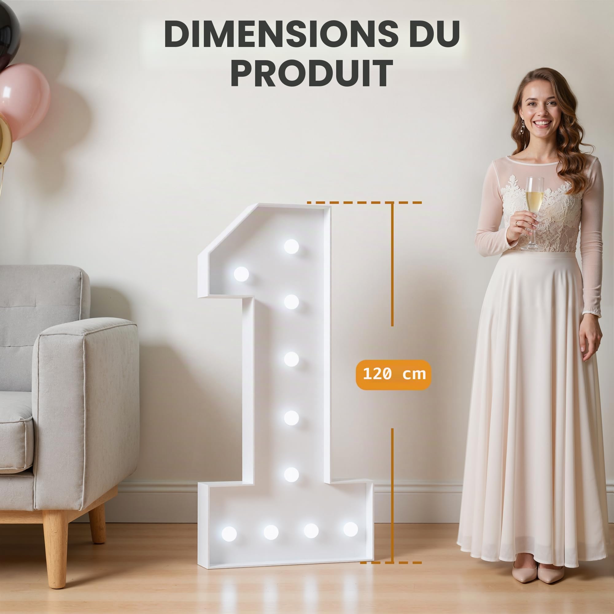 120cm Blanc Chiffre Lumineux 60 ans,Happy Birthday Decoration 60ème Anniversaire de Mariage Cadre Lumineux,Chiffre Lumineux Géant Decoration Anniversaire Fille Garçon,Déco Anniversaire,Numéro 60