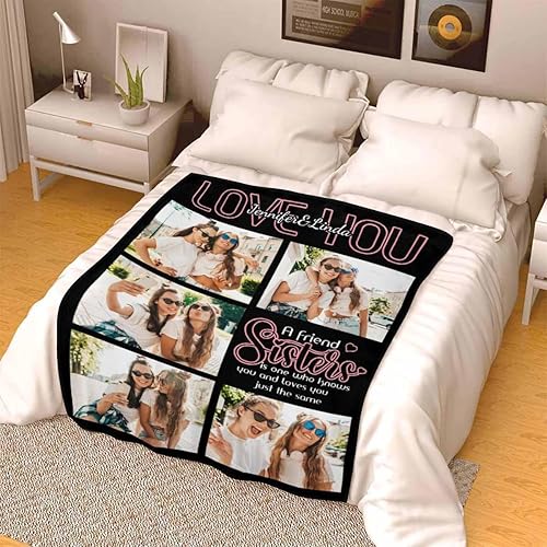 Miniatura 3 de Manta personalizada con imágenes para mujeres y amigas, mantas de fotos personalizadas con nombre para adolescentes, niñas, hermanas, manta