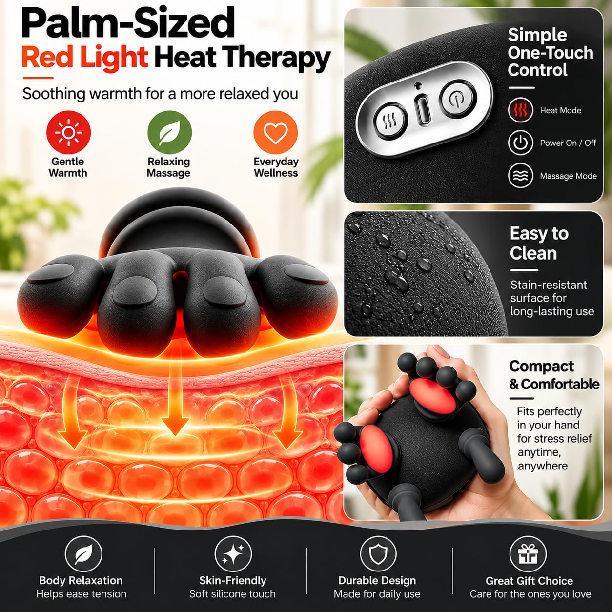 Massaggiatore per collo con mani, massaggiatore Shiatsu riscaldato per collo e schiena, massaggio elettrico portatile senza fili e simulazione della mano umana, funzione di calore per collo, spalle e