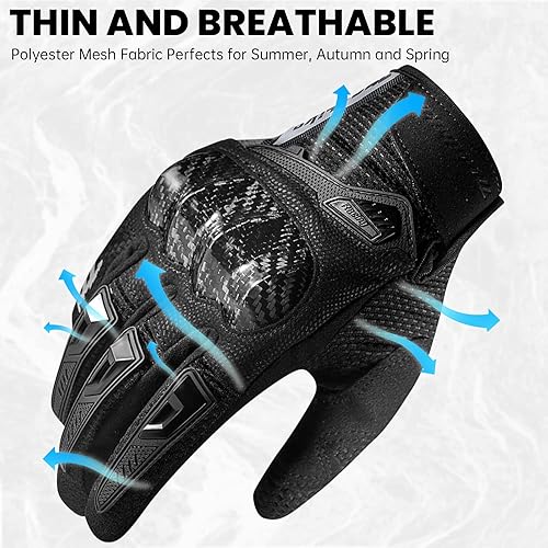 Miniatura 6 de MADBIKE Guantes de motocicleta con pantalla táctil para motocross y dirt bike, con nudillos duros de fibra de carbono para hombres y mujeres Modelo