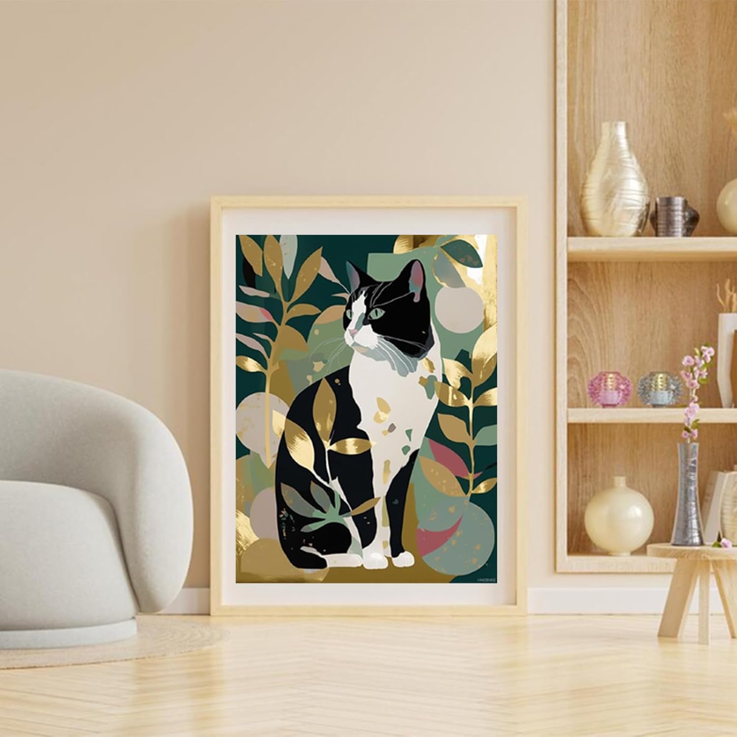 HMDIIMGE Black and White Cat Diamond Painting Kits for Adults, Funny Animals 5D DIY Diamond Art Kits Full Drill Diamond for Gift Wall Decor Gem Arts 12x16 inch
