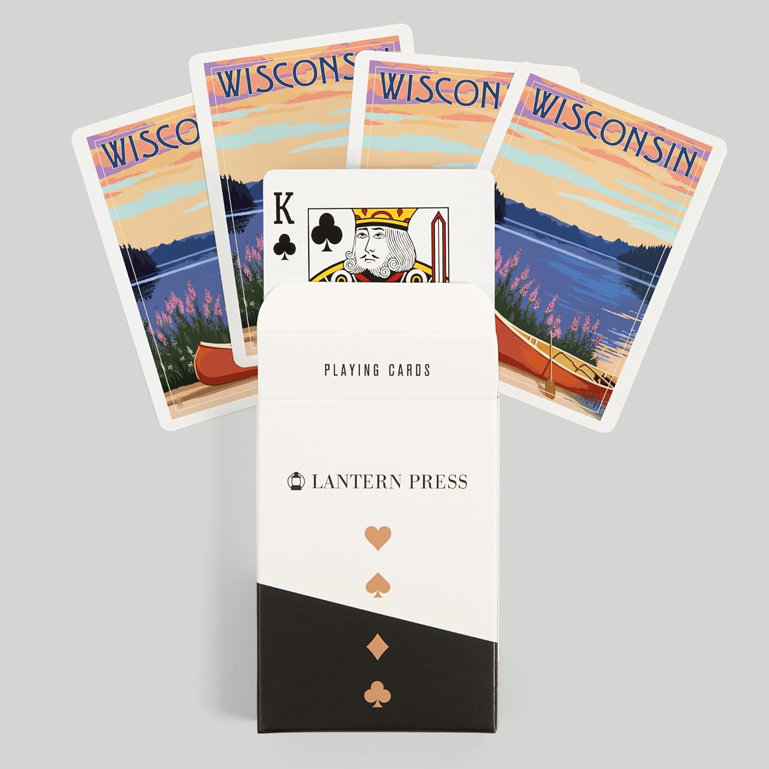 Lantern Press Wisconsin, Canoe and Lake, 52 Playing Cards for Adults, Poker Size Card Deck