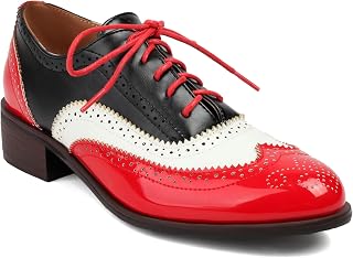 Lace-up Wingtips Oxford Shoes for Women Cutout Brogues Saddle Shoes