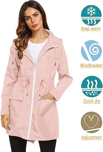 Miniatura 2 de LOMON Chaqueta ligera impermeable con capucha para mujer, para exteriores