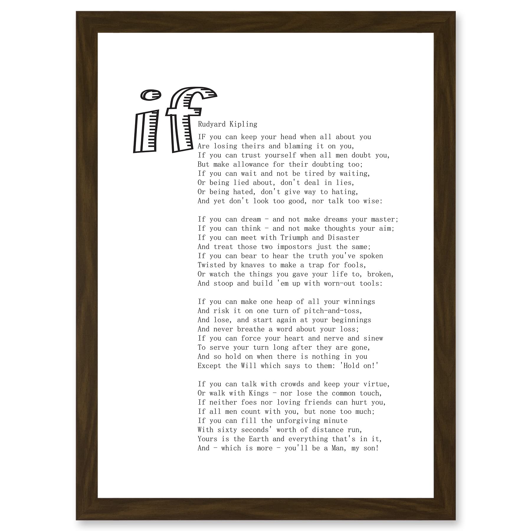 Artery8 Quote Rudyard Kipling If Poetry Poem Artwork Framed Wall Art Print A4