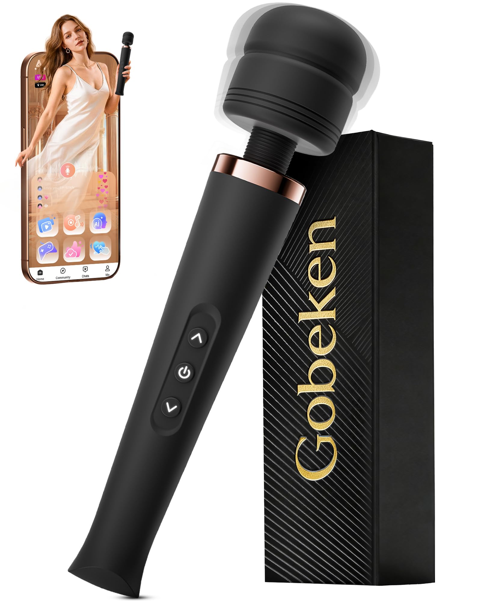 Gobeken Vibrator Sex Toys App-Steuerung Sex Spielzeug für die Paare Frau Männer 20 Modus, Vibratorensets für Frauen 5 Frequenz Vibration für Frauen 4 Intensität, Analplug Dildo Schwarz Größe groß
