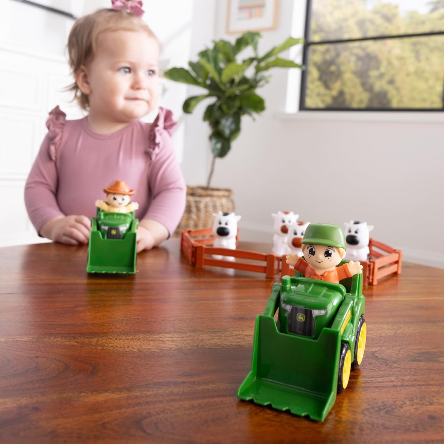 TOMY The Cows are Out! Farm Animal Playset - Preschool Farm Set with Tractors, Cows, Farmers & Fences - 14 Pieces - Ages 18 Months+