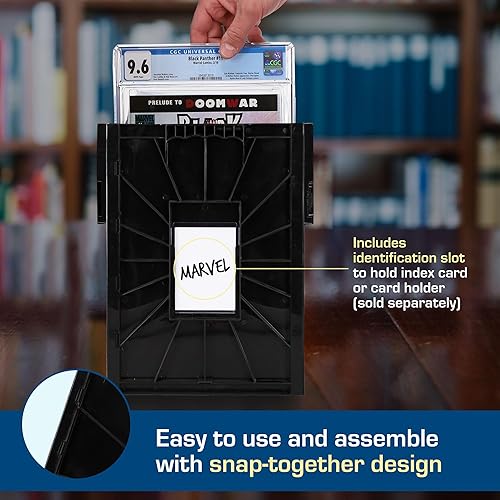 Miniatura 4 de BCW Paquete de contenedor de cómics graduado y particiones adicionales, color negro, se adapta a hasta 30 losas de cómics graduadas, almacenamiento