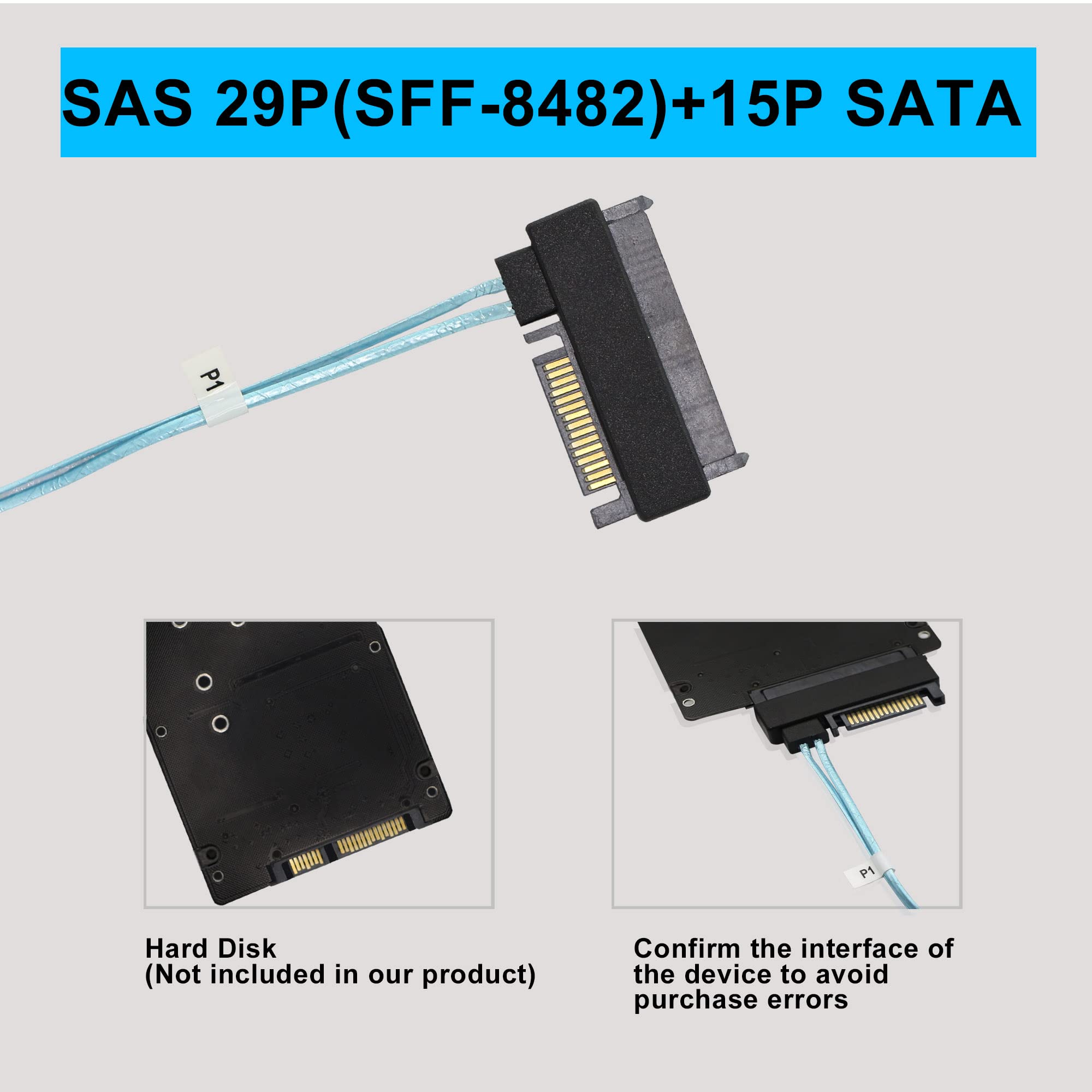 Câble Mini SAS SFF-8087 Vers 4x SFF-8482 + Alim SATA – 45 Cm, 6 Gbps, Serveur, RAID, Disque SAS