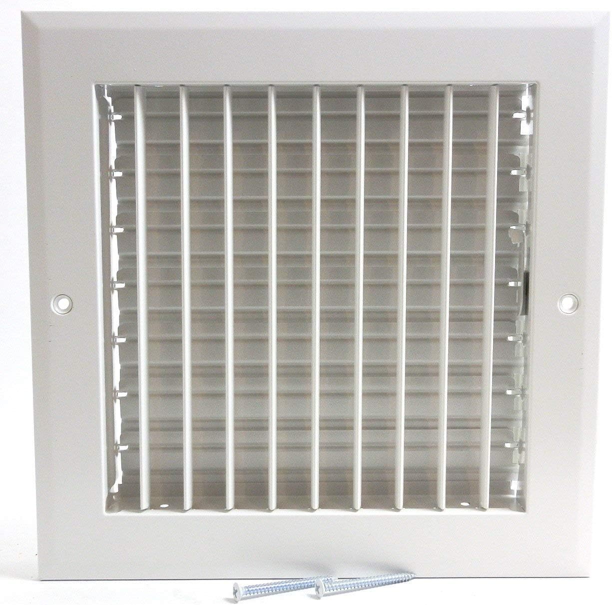 Crazy Deals 6w X 6h Adjustable AIR Supply Diffuser - HVAC Vent Cover Sidewall or Ceiling - Grille Register - High Airflow - White [Outer Dimensions: 7.75w X 7.75h]