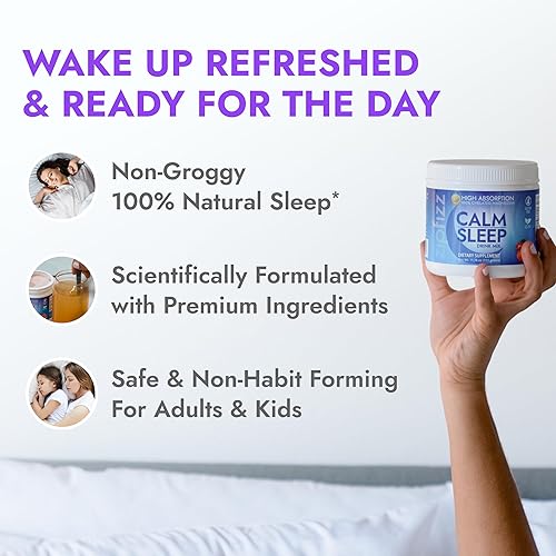 Miniatura 7 de Zipfizz Suplemento en polvo Nightly Calm & Sleep, mango de melocotón, 12.3 onzas (30-60 porciones)  Ayuda natural para dormir para niños y adultos