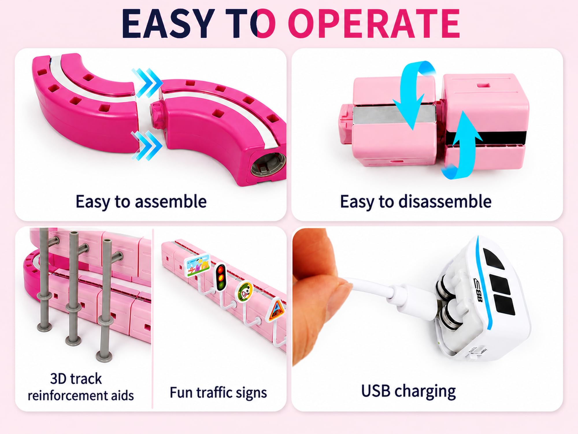 Magnetic Electric Train Set, 152 Pieces, 2 Motorized Vehicle -4