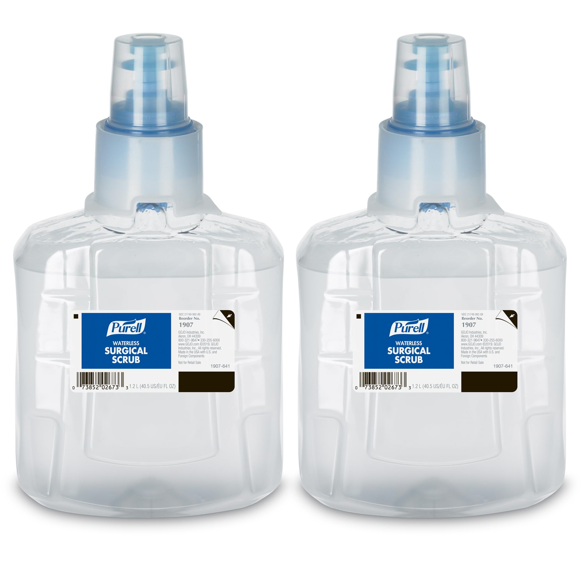 Waterless Surgical Scrub, 1200 mL Surgical Scrub Refill for PURELL LTX-12 Touch-Free Dispenser (Pack of 2) - 1907-02