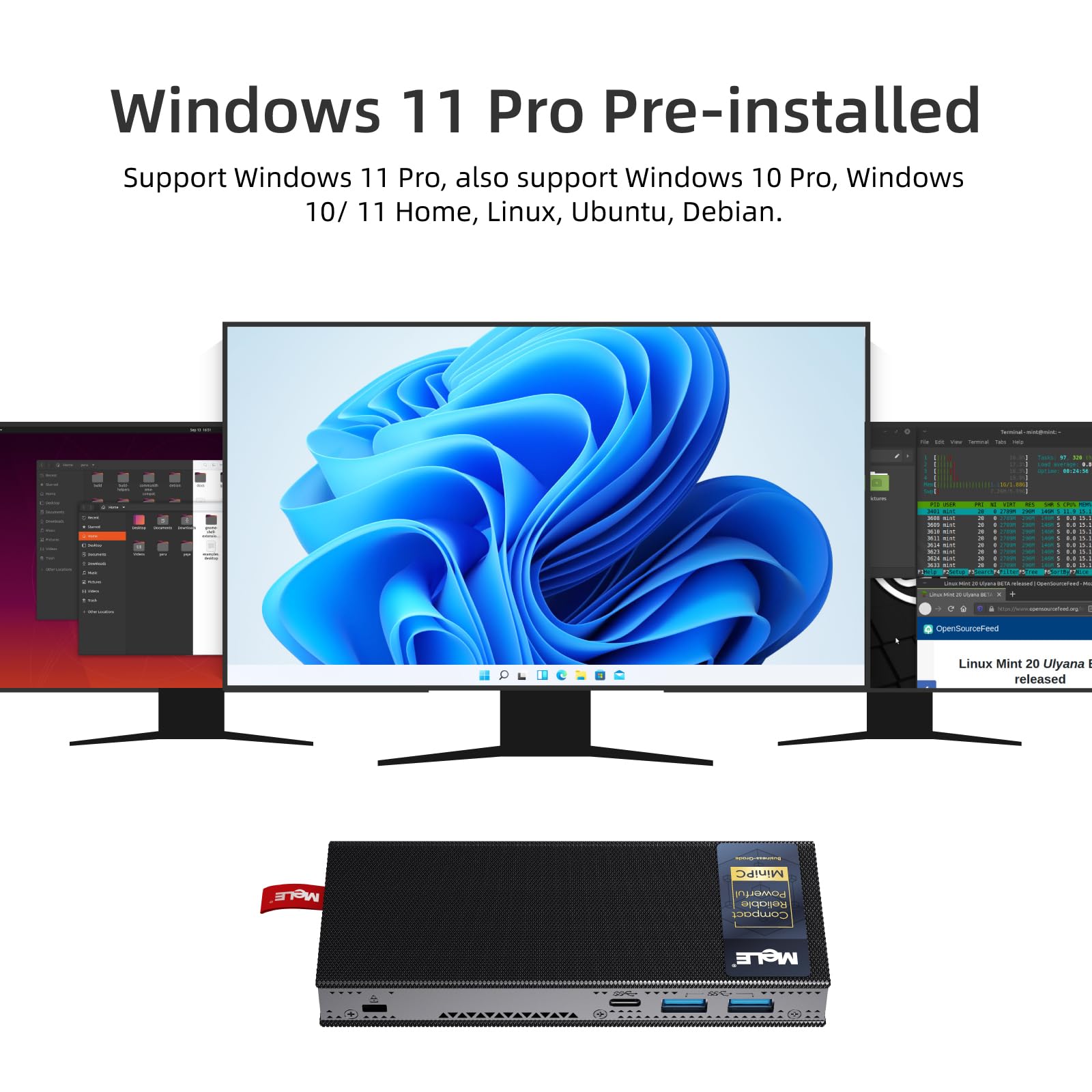 MeLE PCG02 Pro PC Stick Sin Ventilador, N5105 8GB 256GB,with Windows 11 Pro 4...