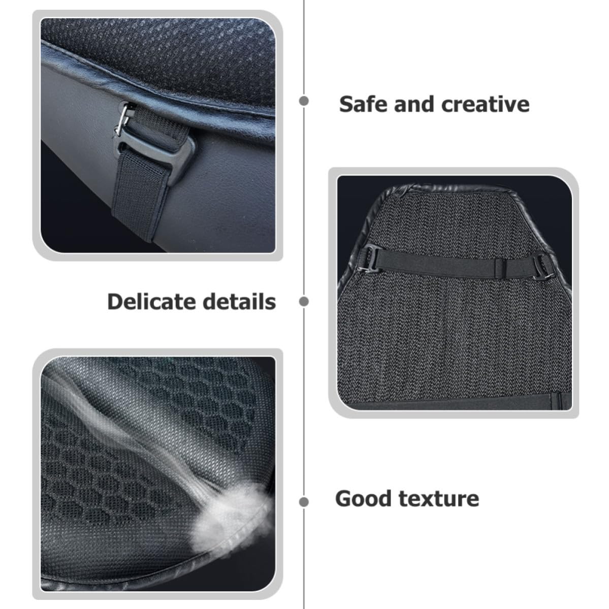 Toddmomy Housse de Selle de Moto Respirante en Maille 3D Noire, Coussin de Siège Souple et Amortisseur, Couvre-Selle pour Toutes Saisons Moto