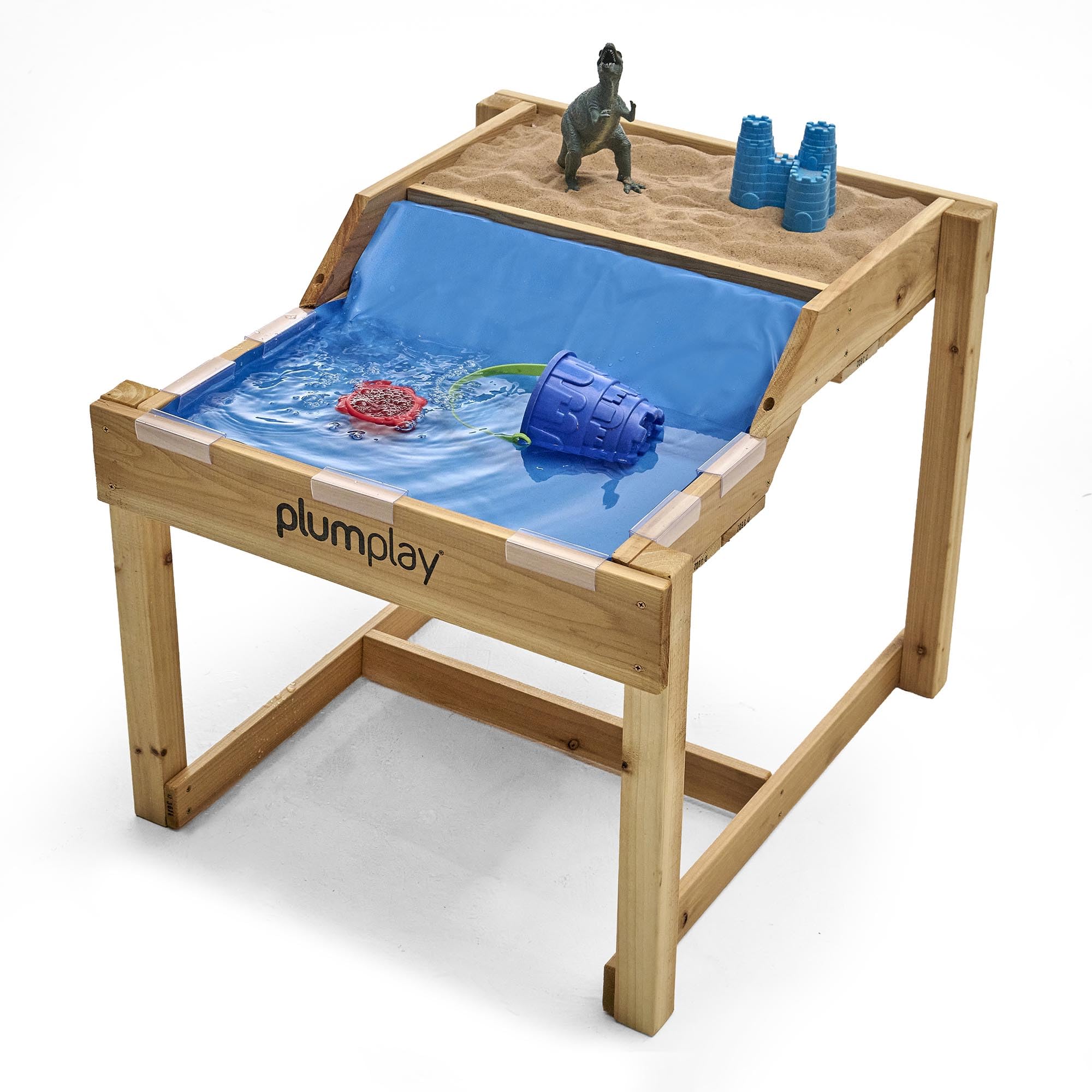 Plum Play 2 in 1 Sand and Water Table - Sensory Activity Station - Wooden Sandpit and Water Splash Station - Protective Cover Included - Garden Play Set for Toddles & Children