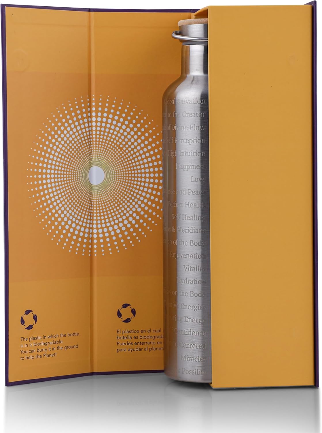 SANA Numerana Grabovoi Water Bottle 1L (34 oz) Stainless Steel | Water Activator Bottle Double-Walled Insulated Silver Bottle with Engraved Grabovoi Numbers (2.0 Version) - Image 5