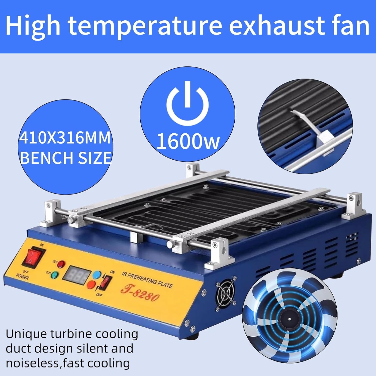 T8280 Soldering Station,1600W IR-Preheating Oven,Infrared Pre-Heating Rework Station PCB SMD BGA Solder Repair Hot Air Rework Station