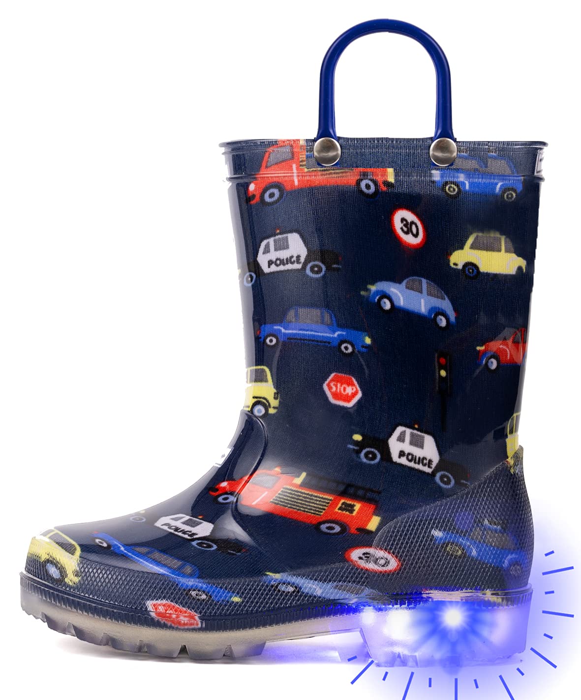 Outee Toddler Kids Adorable Lightwight Waterproof Rain Boots Light Up by Steps