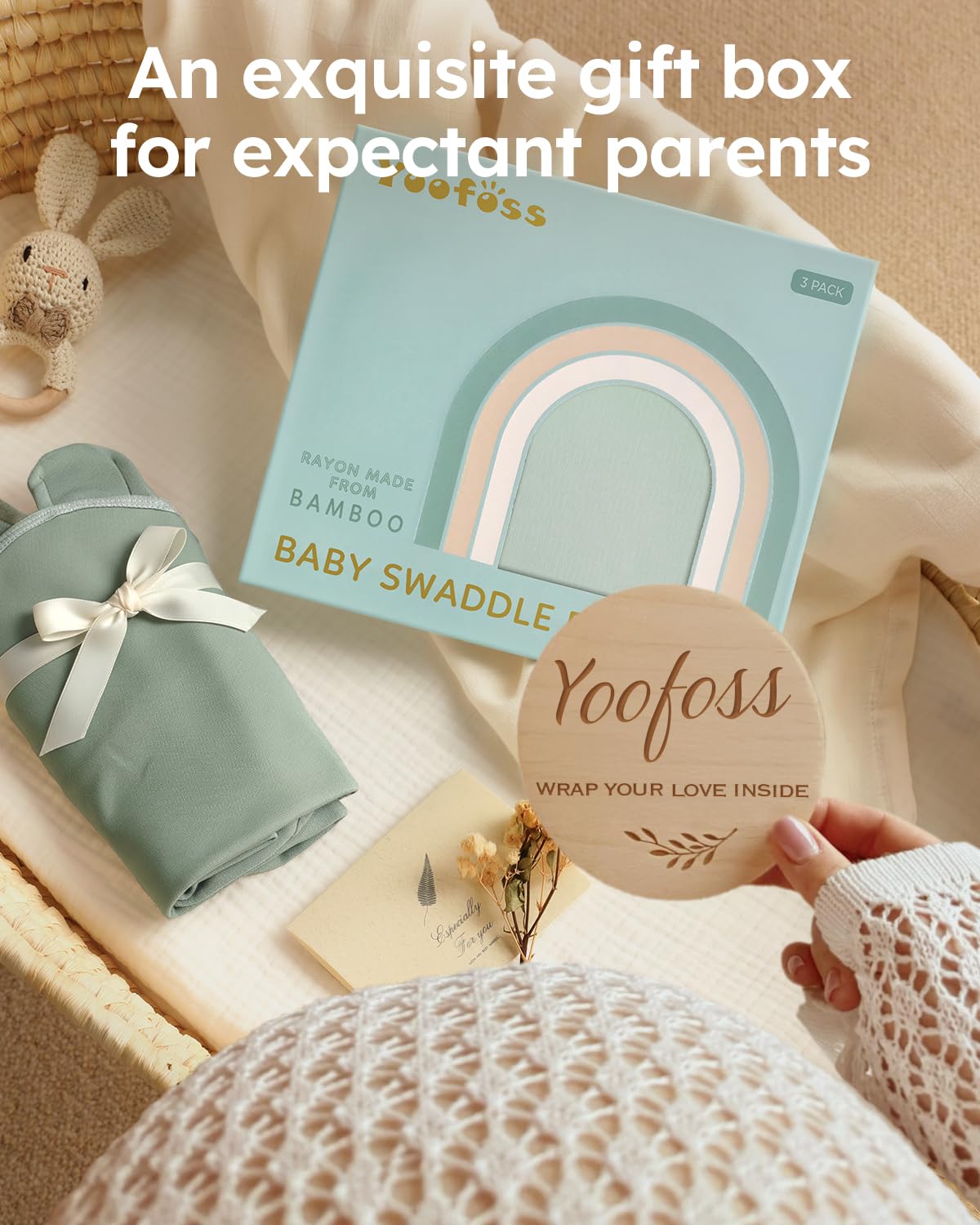 Yoofoss Baby Swaddle for Newborns 0–3 Months, Rayon Made from Bamboo Swaddle, Noiseless Closure Swaddle Sack, Soft Breathable & Durable Snug Fit