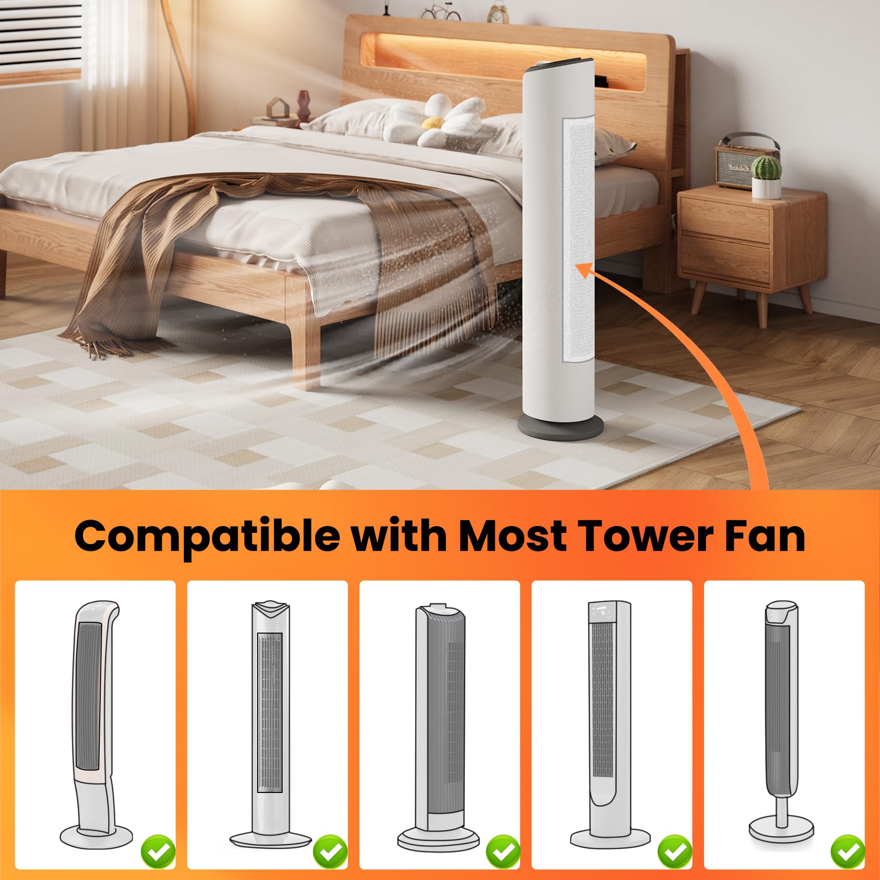 Filtro de aire universal para ventilador de torre, filtros de flujo de aire fácil, diseño flexible de fácil ajuste, captura el polvo de aire, compatible con la mayoría de ventiladores de torre 7