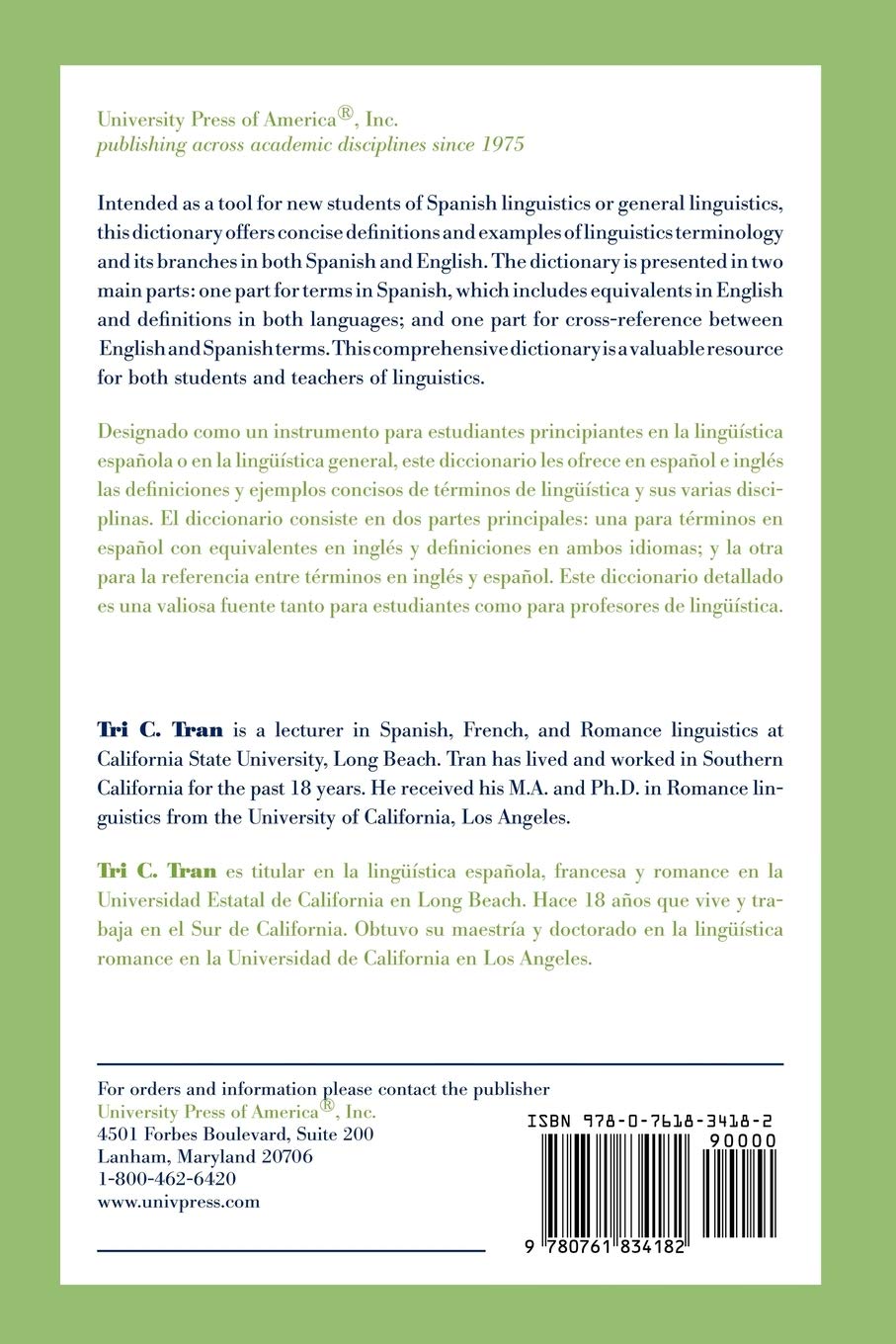 Bilingual Dictionary for Students of Linguistics: Diccionario Bilingue para Estudiantes de Linguistica