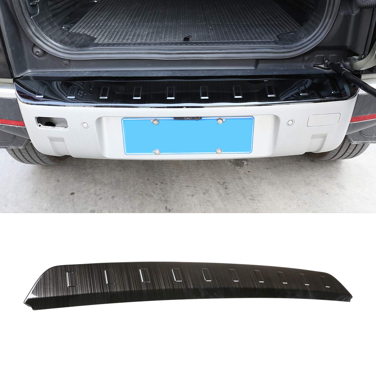 304 Stainless Steel Anti-Scratch External Rear Bumper Guard Plate Trim Tail Trunk for LR Defender 110 2020 2021 Car Accessories (Black)