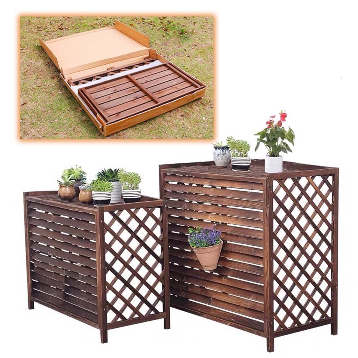 Outdoor Airconditioning Cover, Houten Airconditioner Cover