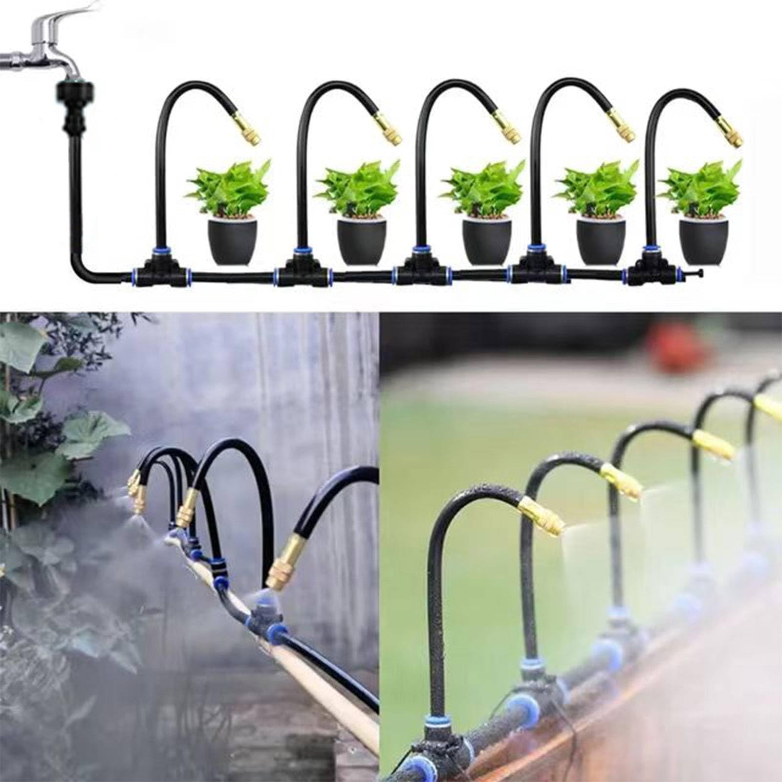 360° Curved Garden Automatic Irrigation System, Bewässerungssystem Garten, Greenhouse Pflanzen, Hochbeet Bewässerung Tropfbewässerung für Landschaft, Flower Bed und Terrasse Pflanzen (20m)
