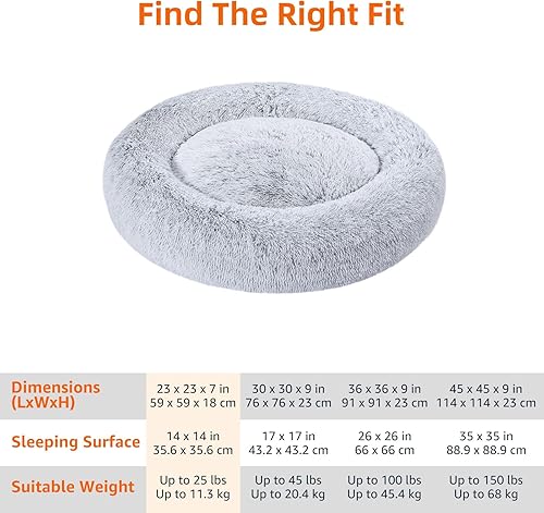 Miniatura 3 de Tienda Basics Donut Pet Bolster - Cama de piel sintética para perro, gris, 23 x 23 pulgadas