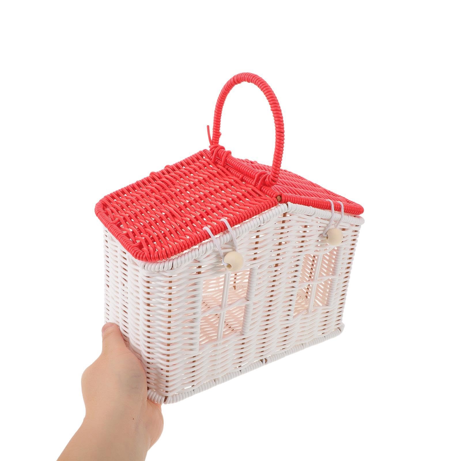Yardenfun Cestino da Picnic in Vimini Intrecciato con Manico, Grazioso Cestino Rustico Intrecciato per bomboniere di Nozze, Accessori per riporre Gli Oggetti in Stile Country per Coppie, Bianco