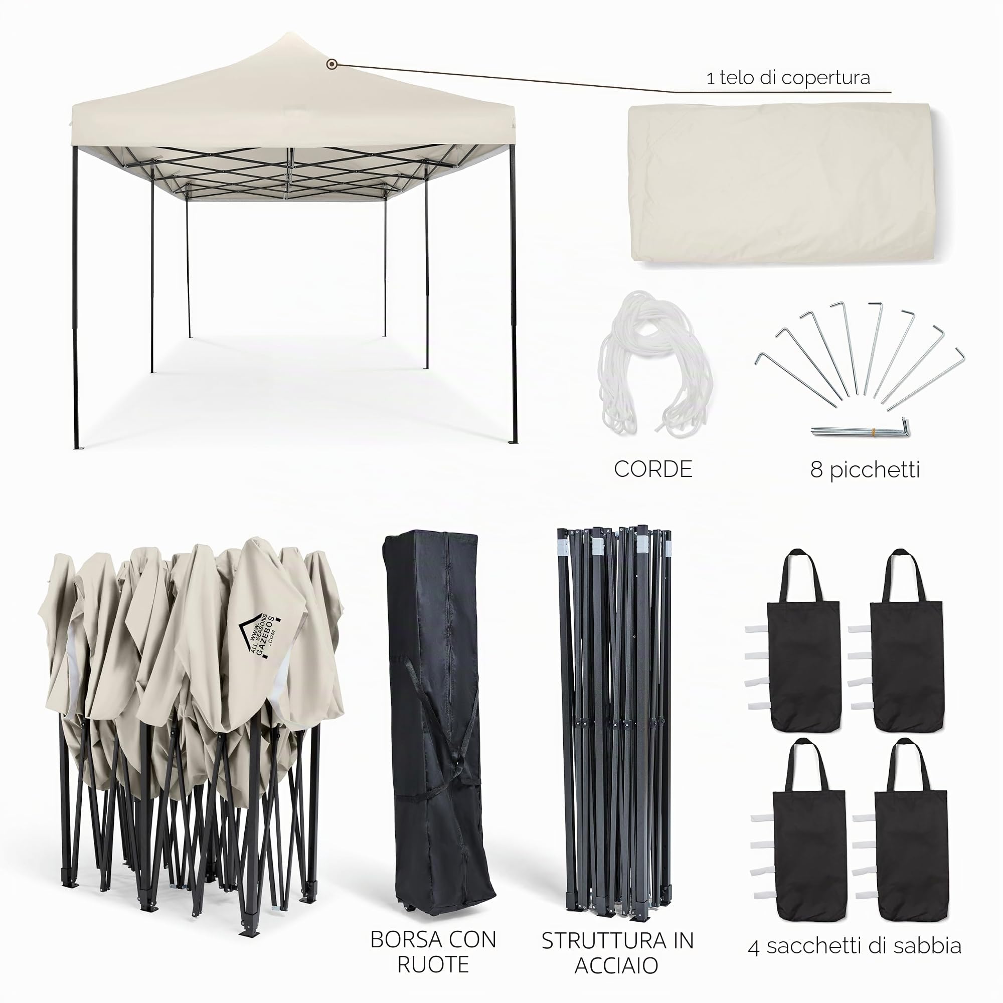 All Seasons Gazebos: Gazebo pop-up 3x6m completamente impermeabil - Crema