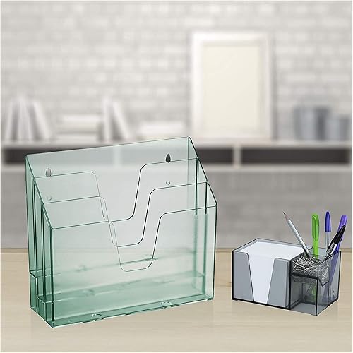 Miniatura 5 de Acrimet Organizador horizontal triple para carpetas de archivos (color verde transparente)