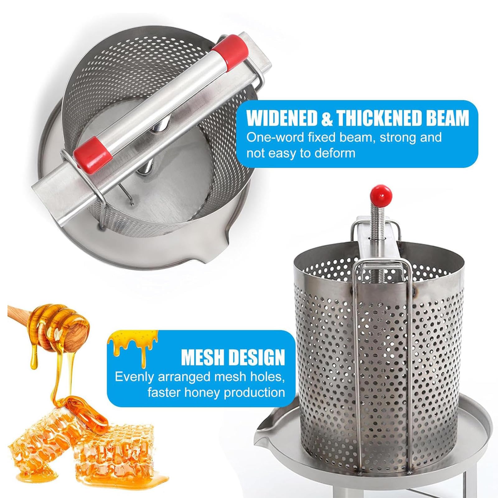 Extractor de Prensa de Miel, 12 L, Acero Inoxidable, Manual para El Hogar, Prensa de Miel, Máquina de Parafina, Prensa, Herramienta de Apicultura para Apicultura o Uso Comercial
