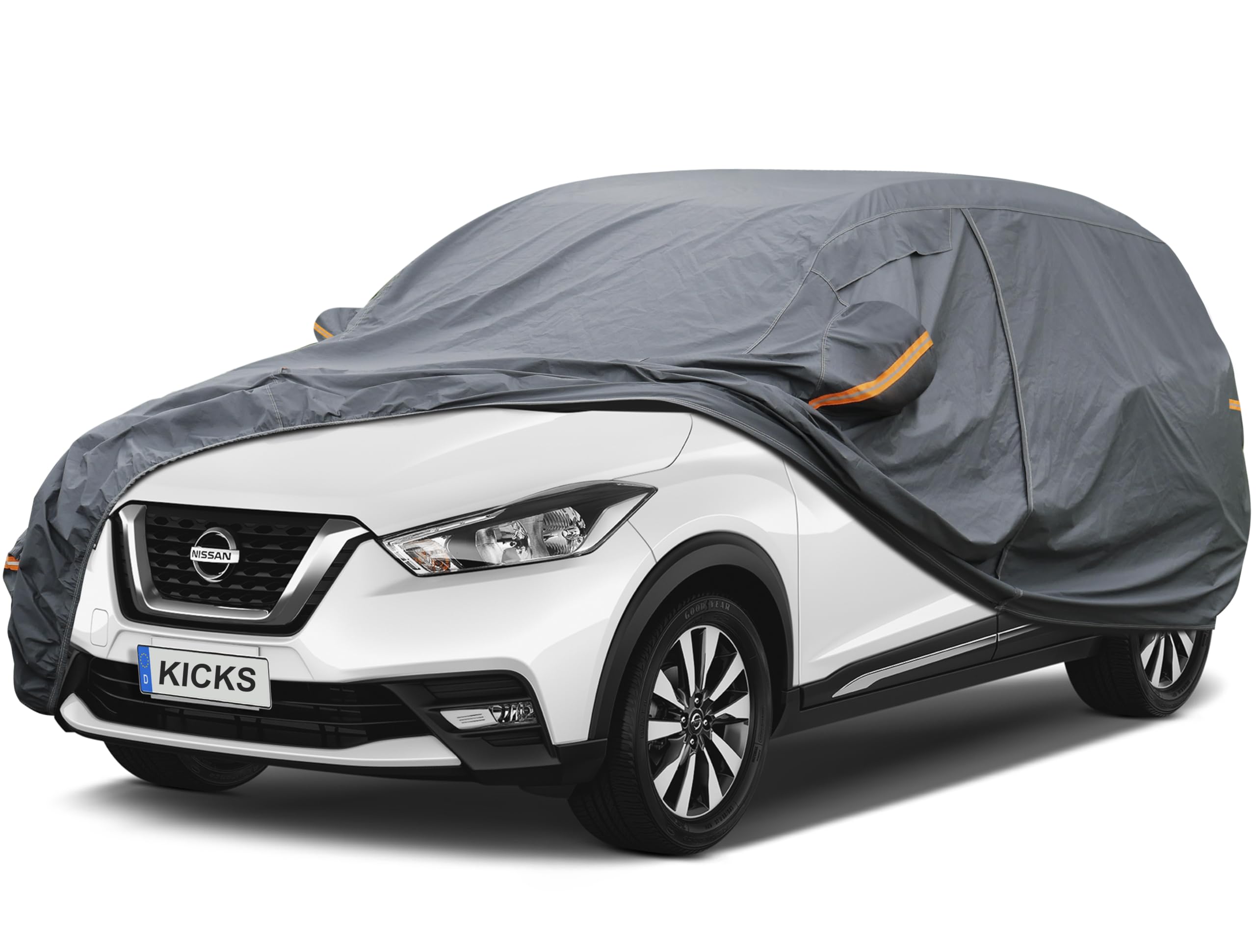 GUNHYI Premium Car Cover Custom Fit Nissan Kicks, 16 Layers Heavy Duty Car Cover Waterproof All Weather with Zipper Door for Sun Rain Snow Dust Uv Protection