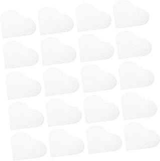 Angoily 30pcs Heart Shape Mesh Canvas for Cross Stitch Pe Material Craft Supplies Blank Canvas