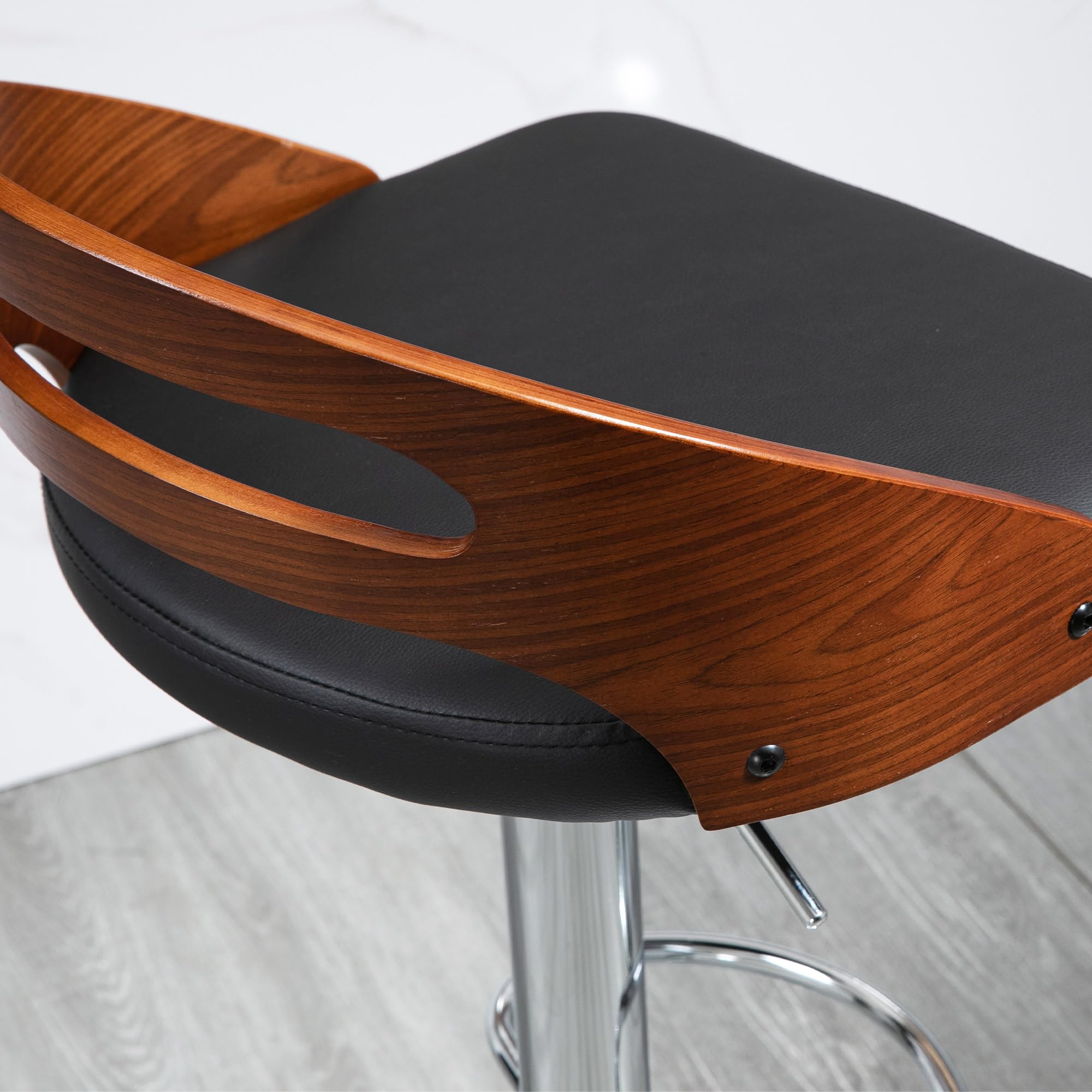 HOMCOM Lot de 2 Tabourets de Bar Design Contemporain Noir Bois