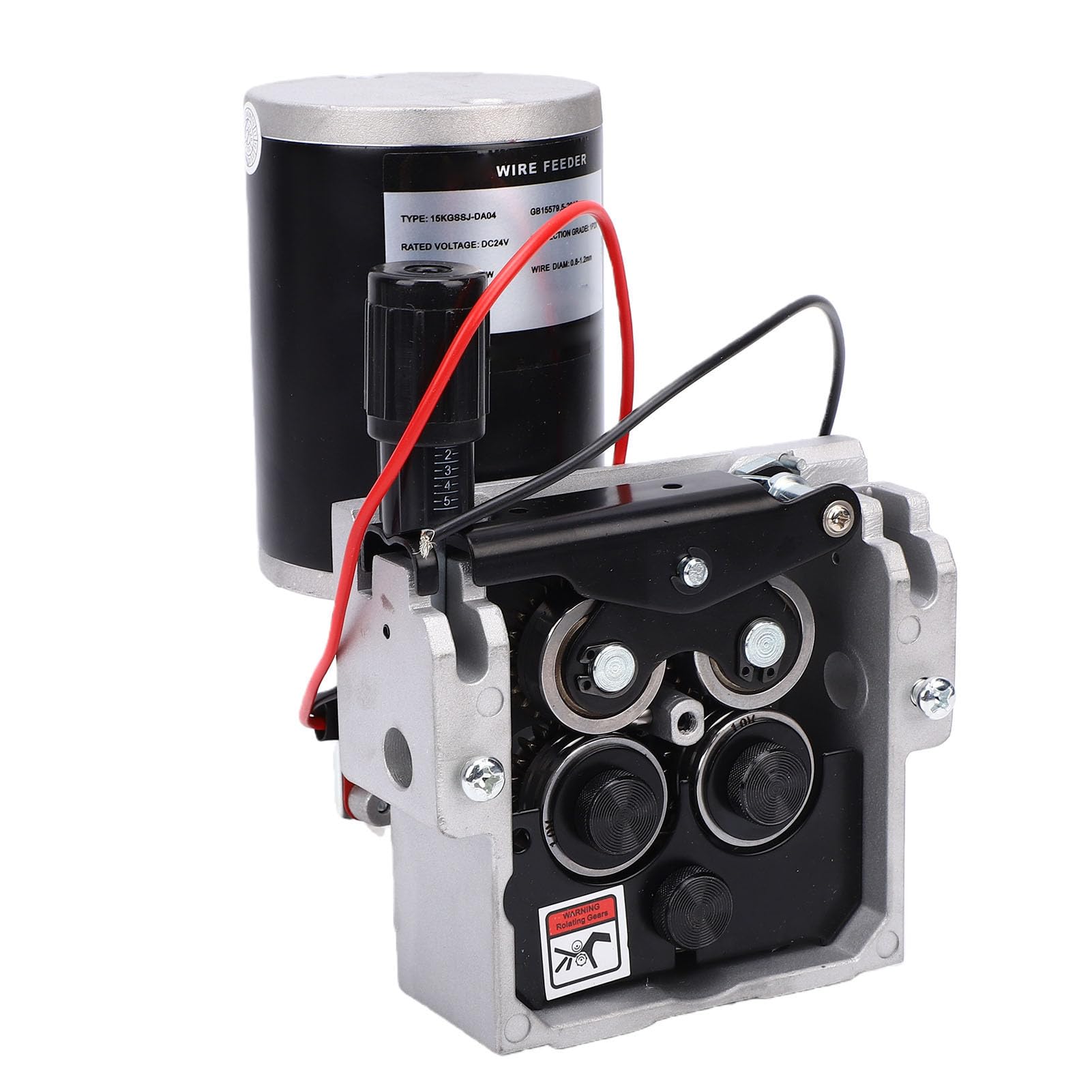 Motor de Alimentación de Alambre de 4 Rodillos para Soldadora MIG — Mecanismo de Arrastre Compatible con Bobinas de 15 Kg — Velocidad Ajustable de 2 a 18 M/min — Incluye Ruedas
