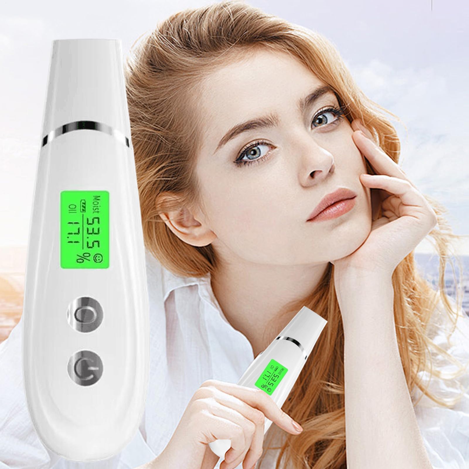 Skin Hydration Tester Monitor - Skin Tester | Professional Digital LCD Display Water Oil Face Care Device For Home Beauty Salon Or Travel, Portable Travel-friendly sskincare device