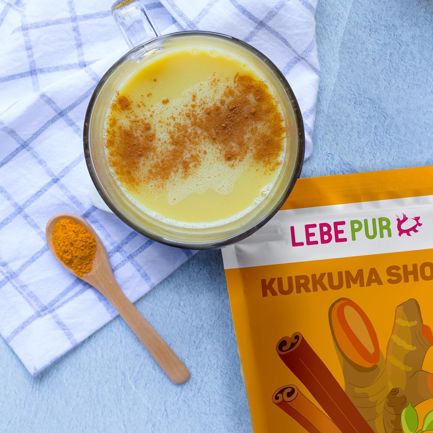 Lebepur BIO Kurkuma Shot 500g | ca. 200 Portionen hochdosiert Curcuma Shot, Ingwer Shot | 100% Bio-Gewürzmischung für Getränke | natürlicher Turmeric Shot I vegan