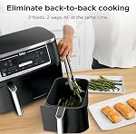 Ninja Foodi 10 qt. Friteuse à air DualZone XL 6-en-1, 2 paniers indépendants, Match Cook & Smart Finish pour Friture à air, Rôtissage à air, Cuisson, Déshydratation et Maintien au chaud, Noir, DZ302C (Version canadienne)