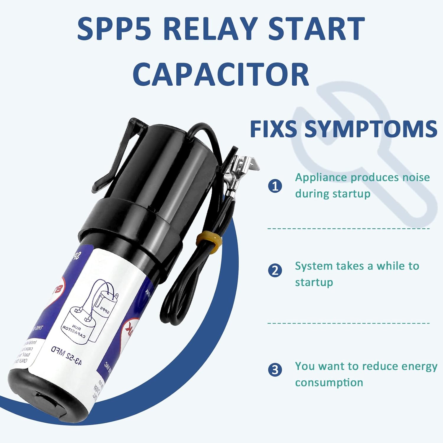 SPP5 Hard Start Capacitor for Air Conditioner,Increases Compressor Starting Torque 300% AC115V-288V from 4,000 BTU Window Units to 120,000 BTU Commercial Units(1/2 Thru 10 H.P.) by MIFLUS
