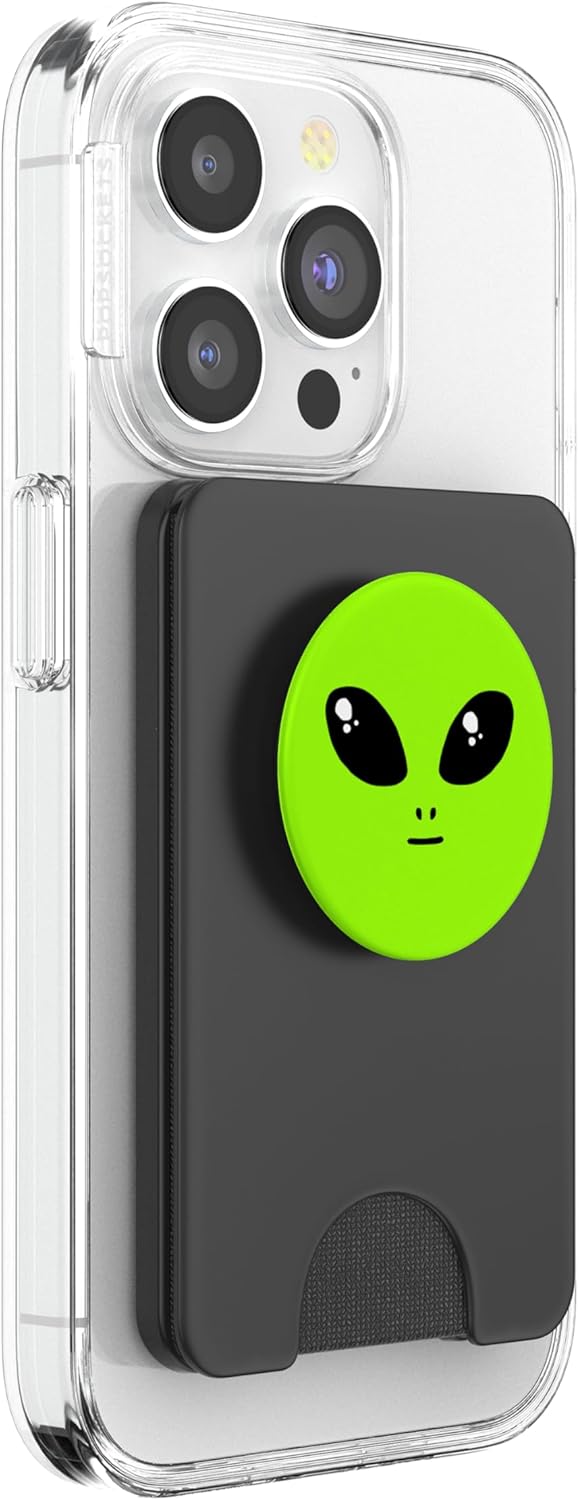 Green Alien Face (Head) - Lime Neon Green PopSockets PopWallet for MagSafe
