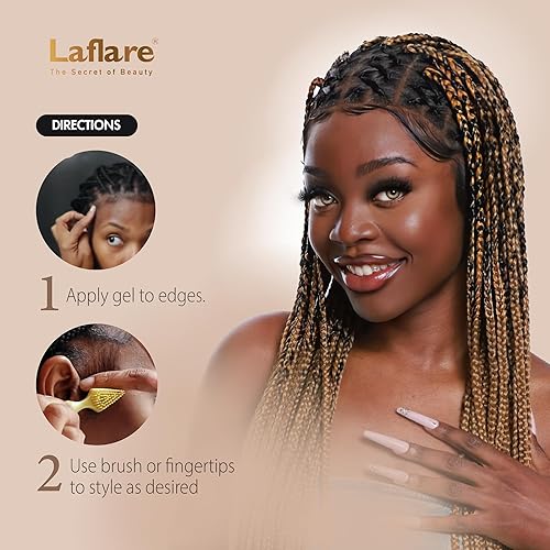Miniatura 6 de Laflare Control de bordes para cabello negro, cabello natural y cabello rizado. Gel de peinado ecológico tamaño de viaje 0.8 fl oz, cera de borde