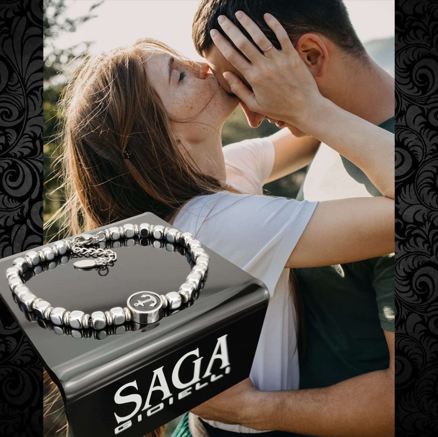 SAGA GIOIELLI® Bracciale Uomo in Acciaio Inossidabile con Ancora – Stile Nautico, Regolabile, Elegante e Resistente Confezione Regalo